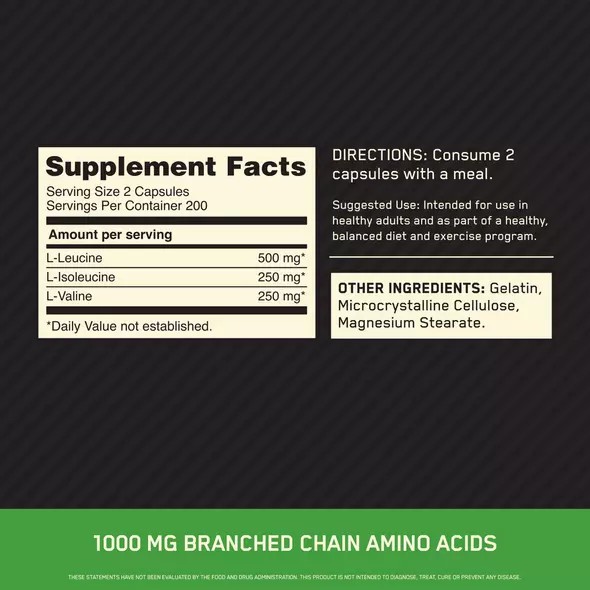 Optimum Nutrition BCAA 1000 400 Capsules (200 Servings) Pakistan | 403-MEZDJB