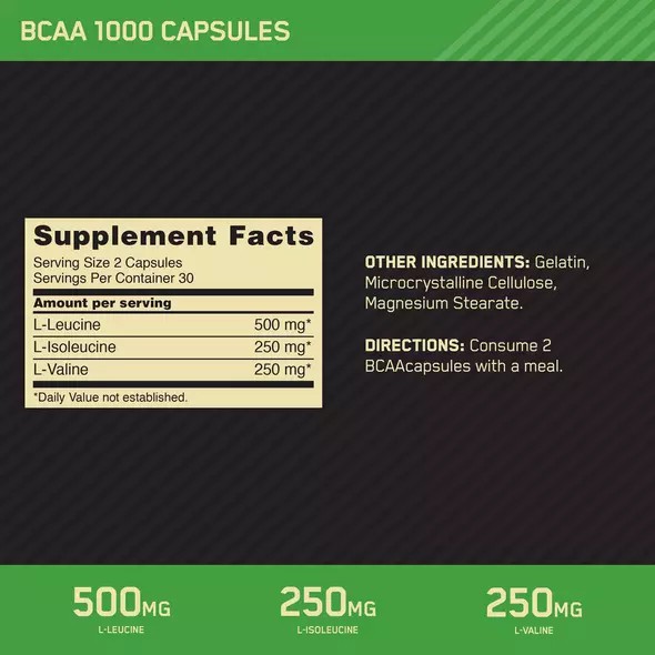 Optimum Nutrition BCAA 1000 60 Capsules (30 Servings) Pakistan | 135-ZPDWYQ