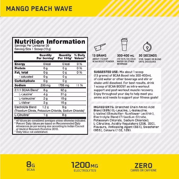 Optimum Nutrition BCAA Boost Mango Peach 30 Serves Pakistan | 916-XSONAE