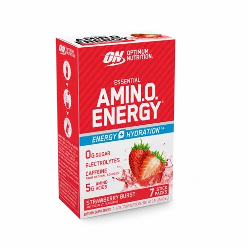 Optimum Nutrition Essential AMIN.O. ENERGY + Electrolytes Strawberry Burst 7 Stick Packs (7 Servings) Pakistan | 508-AVBFQR