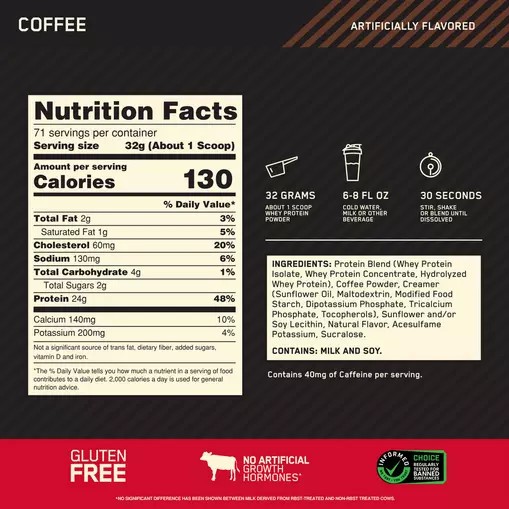 Optimum Nutrition GOLD STANDARD 100% WHEY™ Coffee 5 lb (71 Servings) Pakistan | 307-TCJGPQ