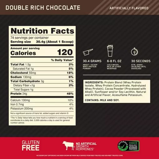 Optimum Nutrition GOLD STANDARD 100% WHEY™ Double Rich Chocolate 5 lb (74 Servings) Pakistan | 938-VCKEJQ