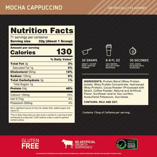 Optimum Nutrition GOLD STANDARD 100% WHEY™ Mocha Cappuccino 5 lb (71 Servings) Pakistan | 539-BFSAMX