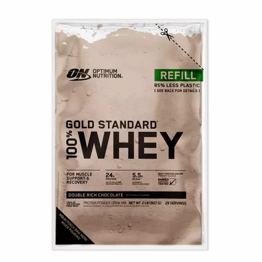 Optimum Nutrition GOLD STANDARD 100% WHEY™ Recyclable Refill Bag Double Rich Chocolate 2 lb (29 Servings) Pakistan | 035-WXLFTC