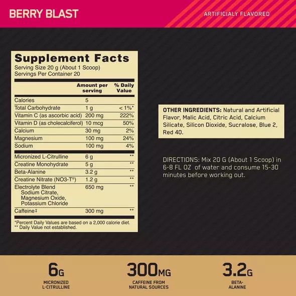 Optimum Nutrition GOLD STANDARD® Pre Advanced Berry Blast 0.88 lb (20 Servings) Pakistan | 651-PAZQFK