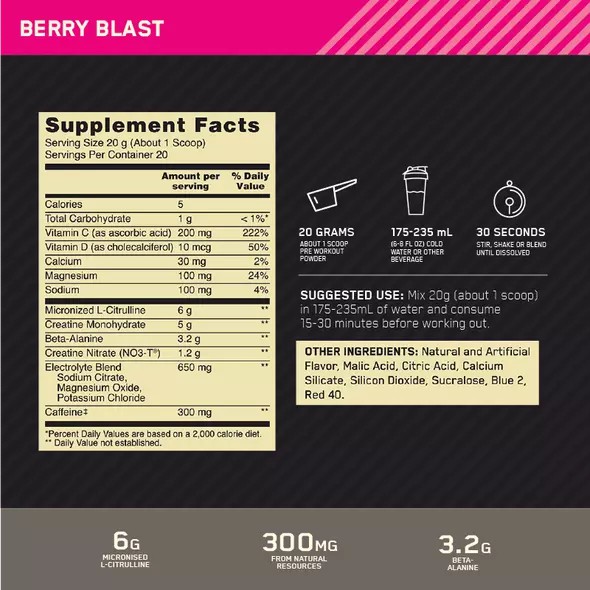 Optimum Nutrition Gold Standard Pre Advanced Berry Blast 20 Serves Pakistan | 865-OUVKYG