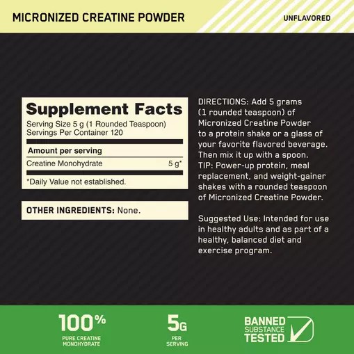 Optimum Nutrition Micronized Creatine Powder Unflavored 1.32 lb (120 Servings) Pakistan | 728-QNUKBR