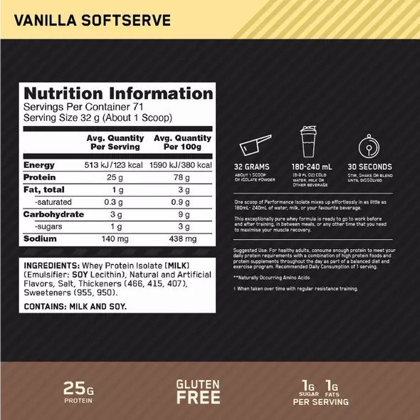 Optimum Nutrition Performance Isolate Vanilla 2.27kg Pakistan | 470-GQTRWF