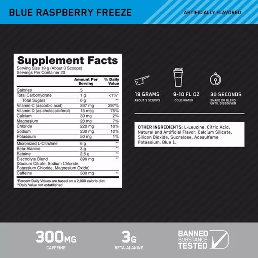 Optimum Nutrition Platinum Igniter Blue Raspberry Freeze 0.84 lb (20 Servings) Pakistan | 480-YLSFJH